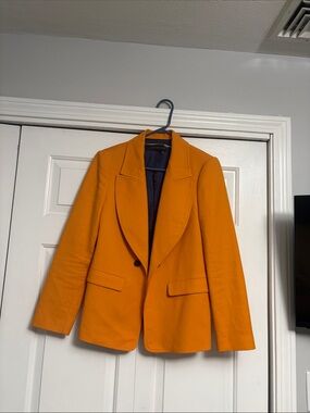 Zara Orange Single-Button Blazer